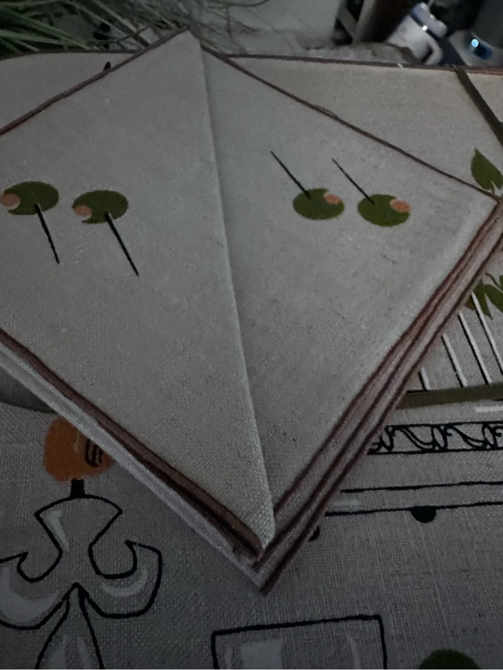 Vintage Belgian Belgium Table Linen Set 4 Placemats & 4 Napkins